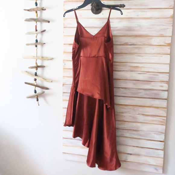 Nasty Gal Satin Slip Dress Chocolate Wine - Picture 7 of 8